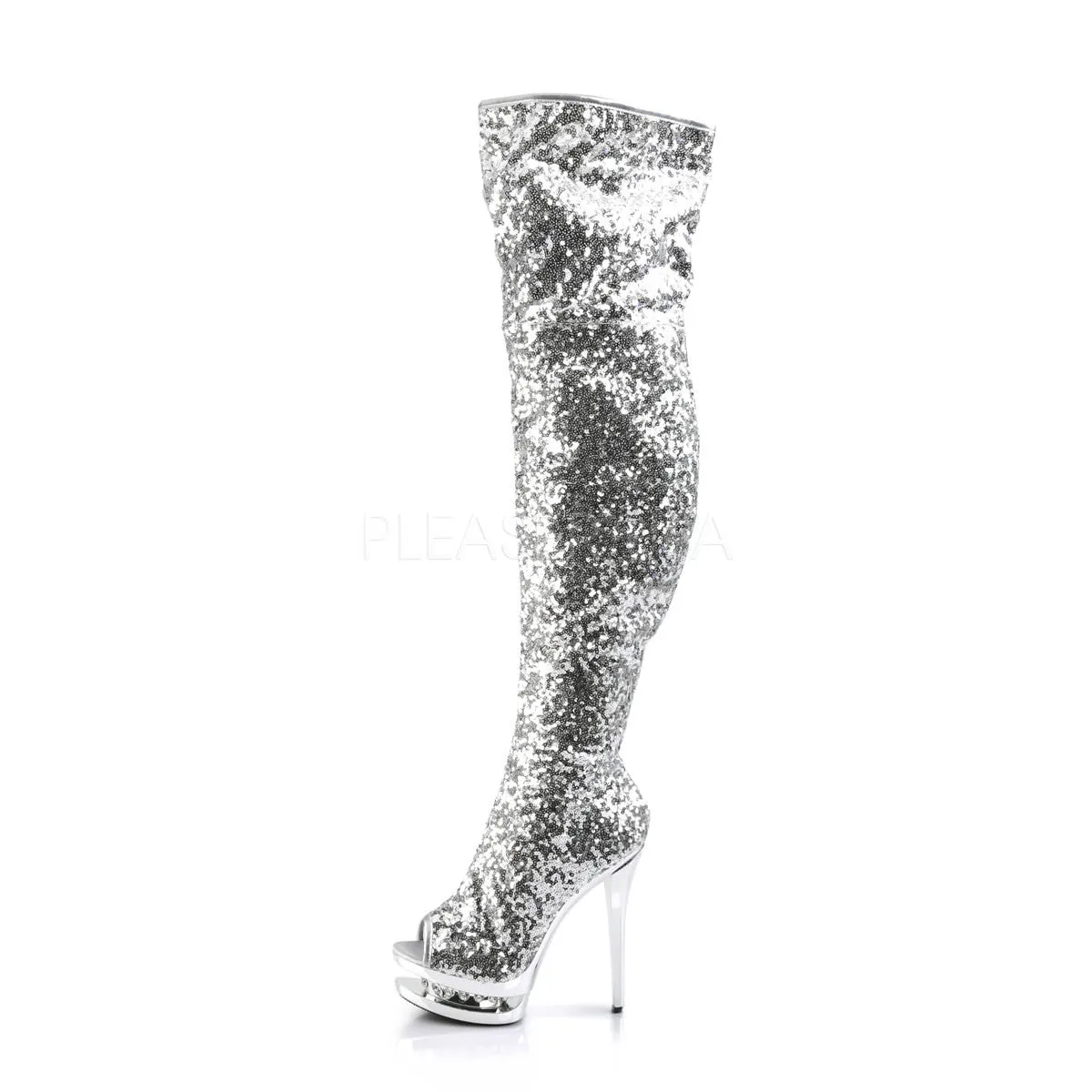 6 Inch Heel BLONDIE-R-3011 Silver Sequins