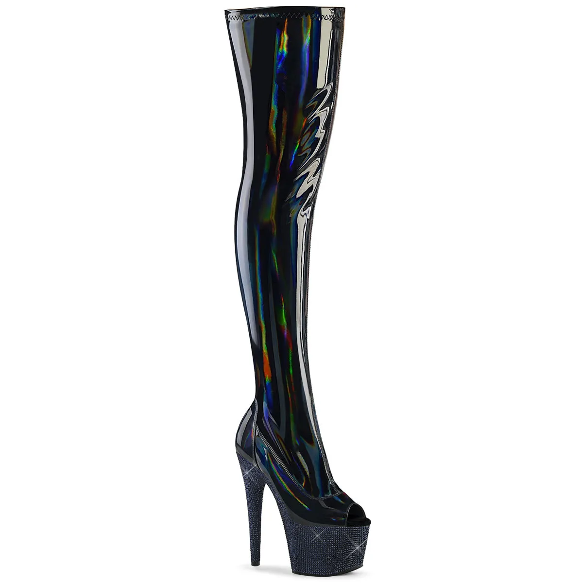 BEJEWELED-3011-7 Pleaser Shoes Rhinestone Platform Clearance Thigh Boot