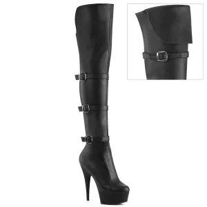 DELIGHT-3018 Black Faux Leather Over The Knee Sexy Boot