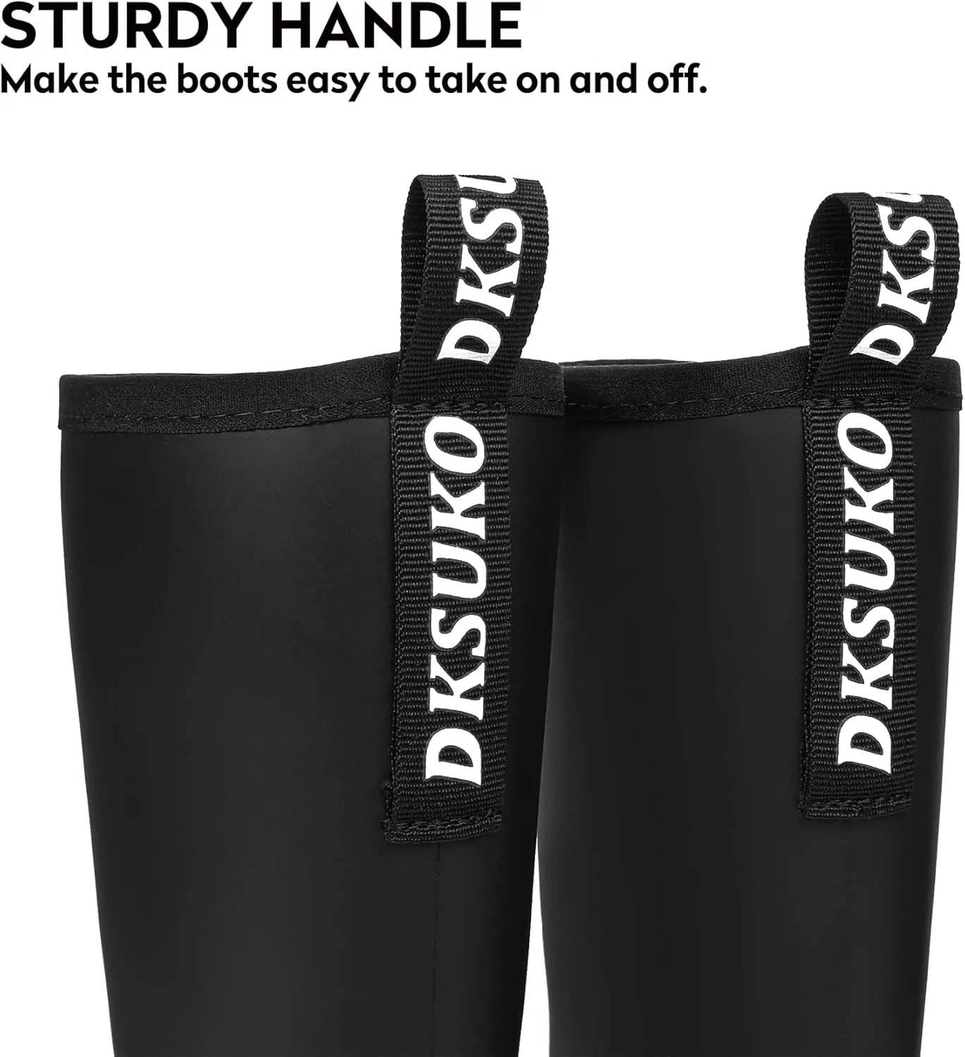 DKSUKO Women's Mid Calf Rain Boots Thick Sole Garden Boots Waterproof Knee-high Boots