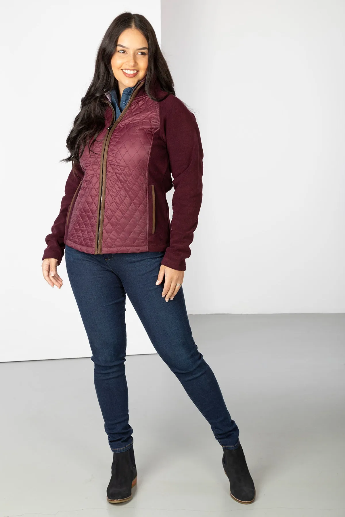 Ladies Diamond Quilted Hybrid Jacket - Huggate
