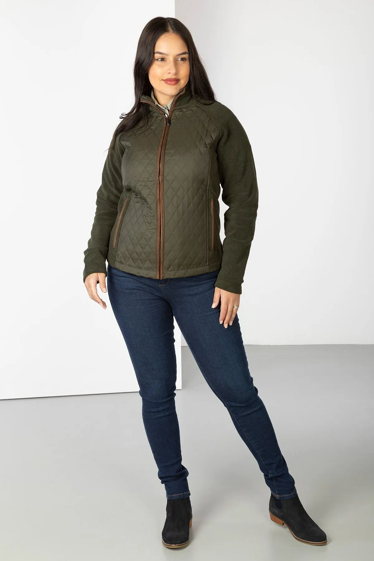 Ladies Diamond Quilted Hybrid Jacket - Huggate