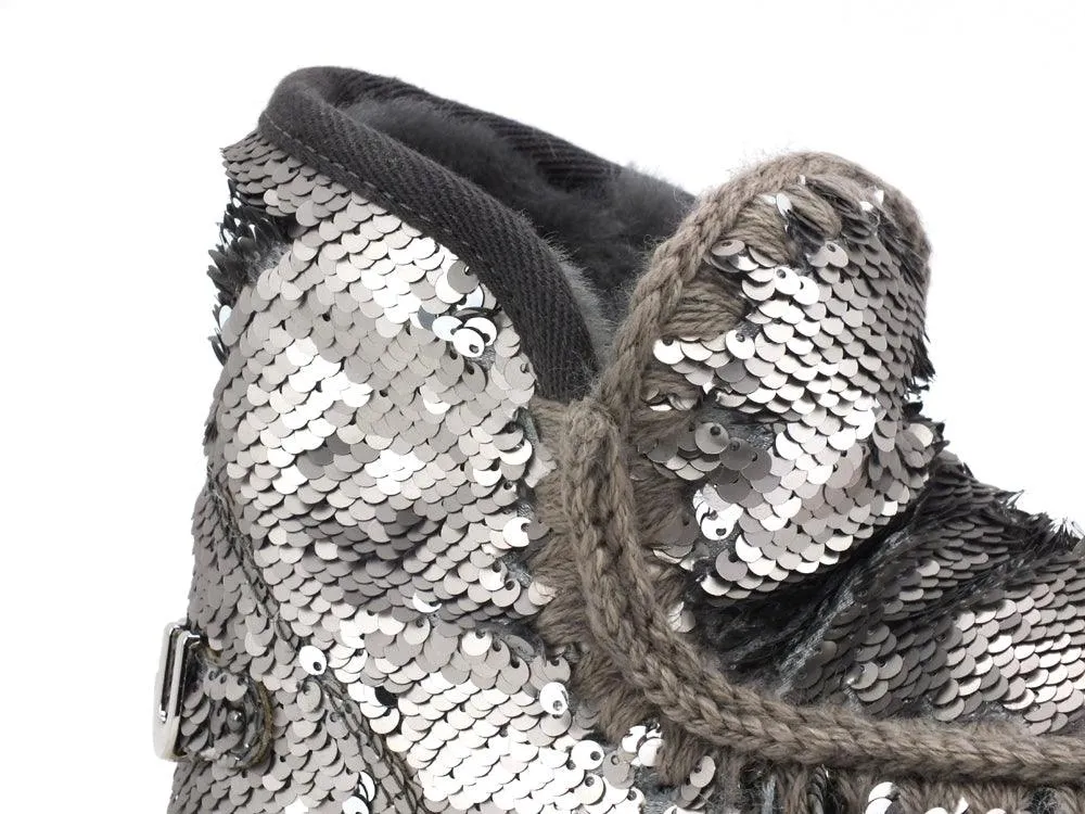 MOU Eskimo Sneaker Big Metal Logo Stivale Pelo Pailettes Sequins Gun Metal MU.FW111008G