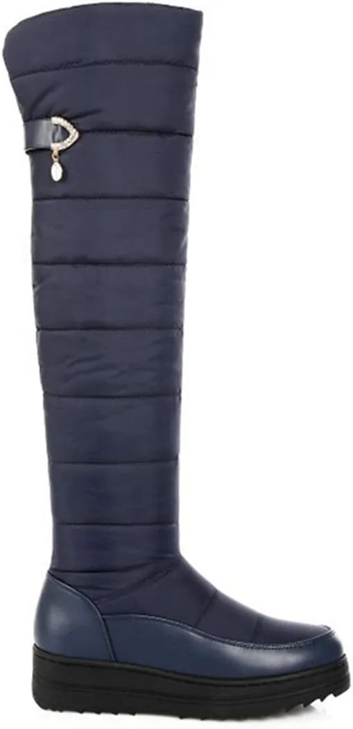 VOKLIN Women's Winter Over The Knee Thigh High Snow Boots Waterproof Rain Fur Lined Warm Wide Calf Snow Boot