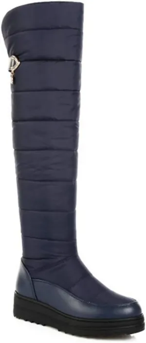 VOKLIN Women's Winter Over The Knee Thigh High Snow Boots Waterproof Rain Fur Lined Warm Wide Calf Snow Boot