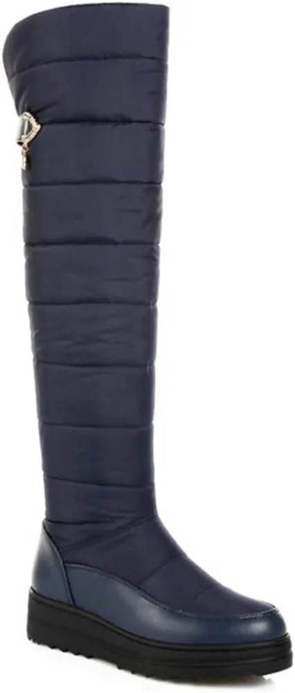 VOKLIN Women's Winter Over The Knee Thigh High Snow Boots Waterproof Rain Fur Lined Warm Wide Calf Snow Boot