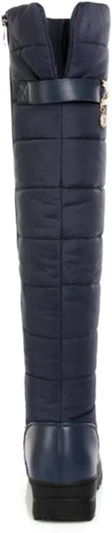 VOKLIN Women's Winter Over The Knee Thigh High Snow Boots Waterproof Rain Fur Lined Warm Wide Calf Snow Boot