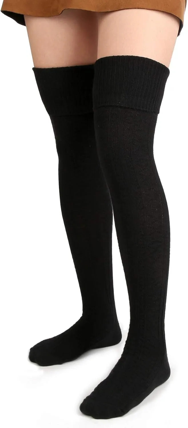 Women Thigh High Socks Extra Long Cotton Knit Warm Thick Tall Long Boot Stockings Leg Warmers