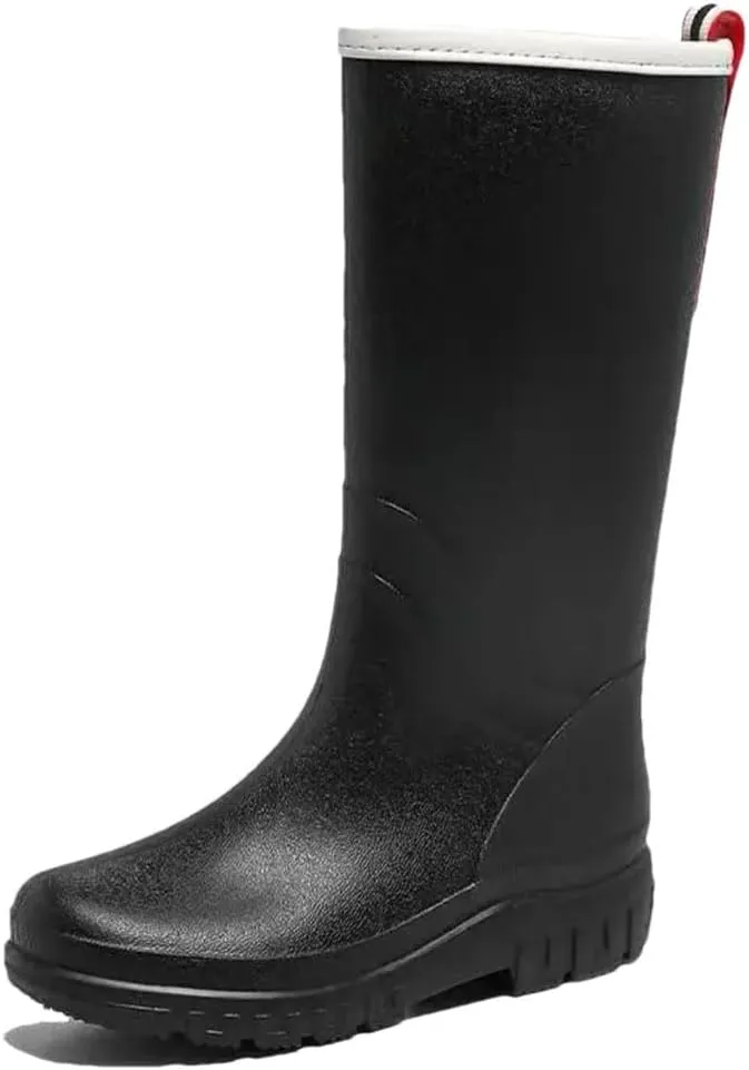 Women's Knee-High High Top Rain Boots Thick Sole Block Heel Non Slip Waterproof Kitchen Work Garden Boots