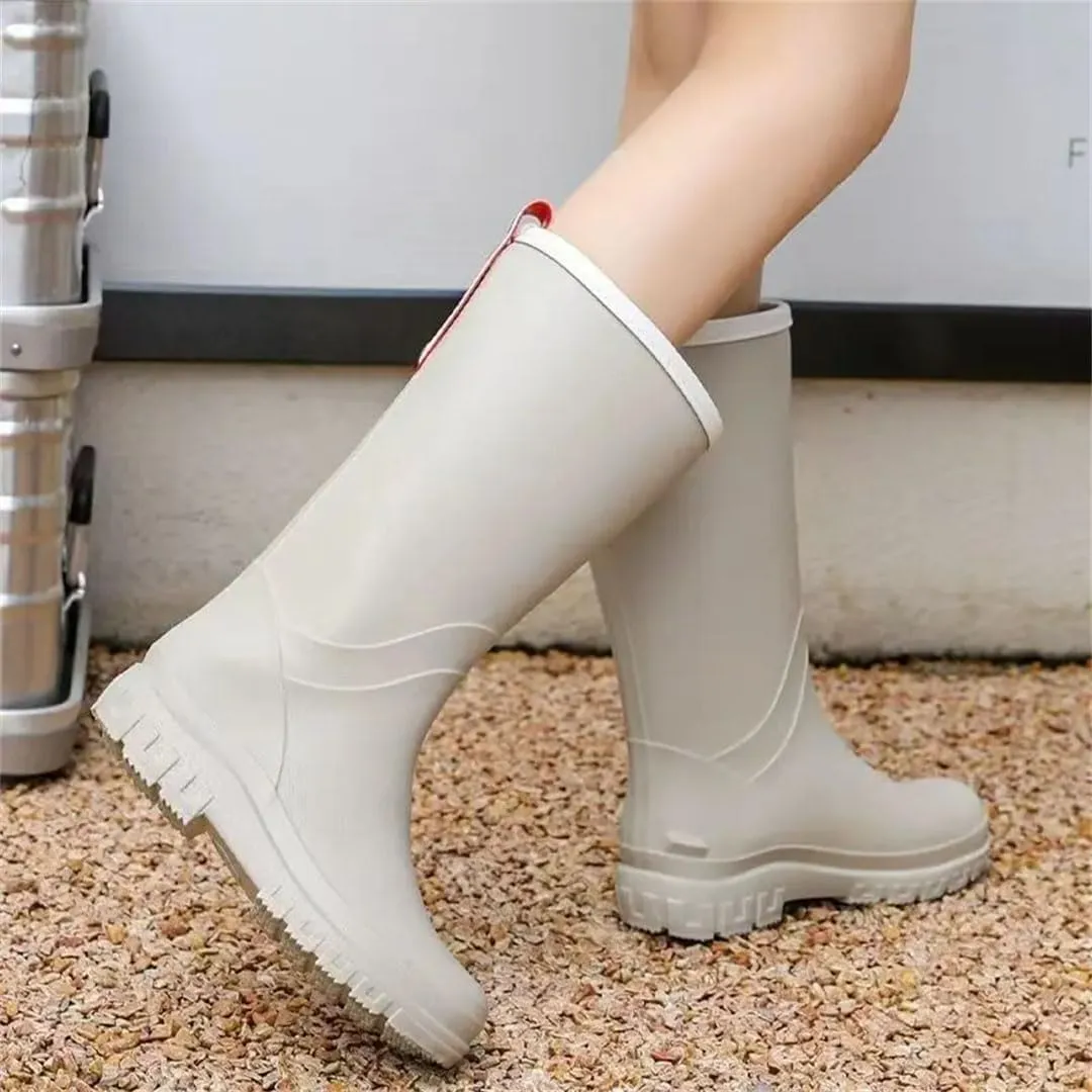 Women's Knee-High High Top Rain Boots Thick Sole Block Heel Non Slip Waterproof Kitchen Work Garden Boots