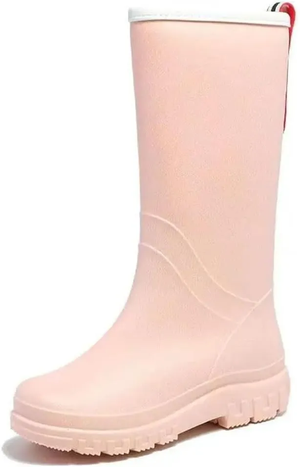 Women's Knee-High High Top Rain Boots Thick Sole Block Heel Non Slip Waterproof Kitchen Work Garden Boots