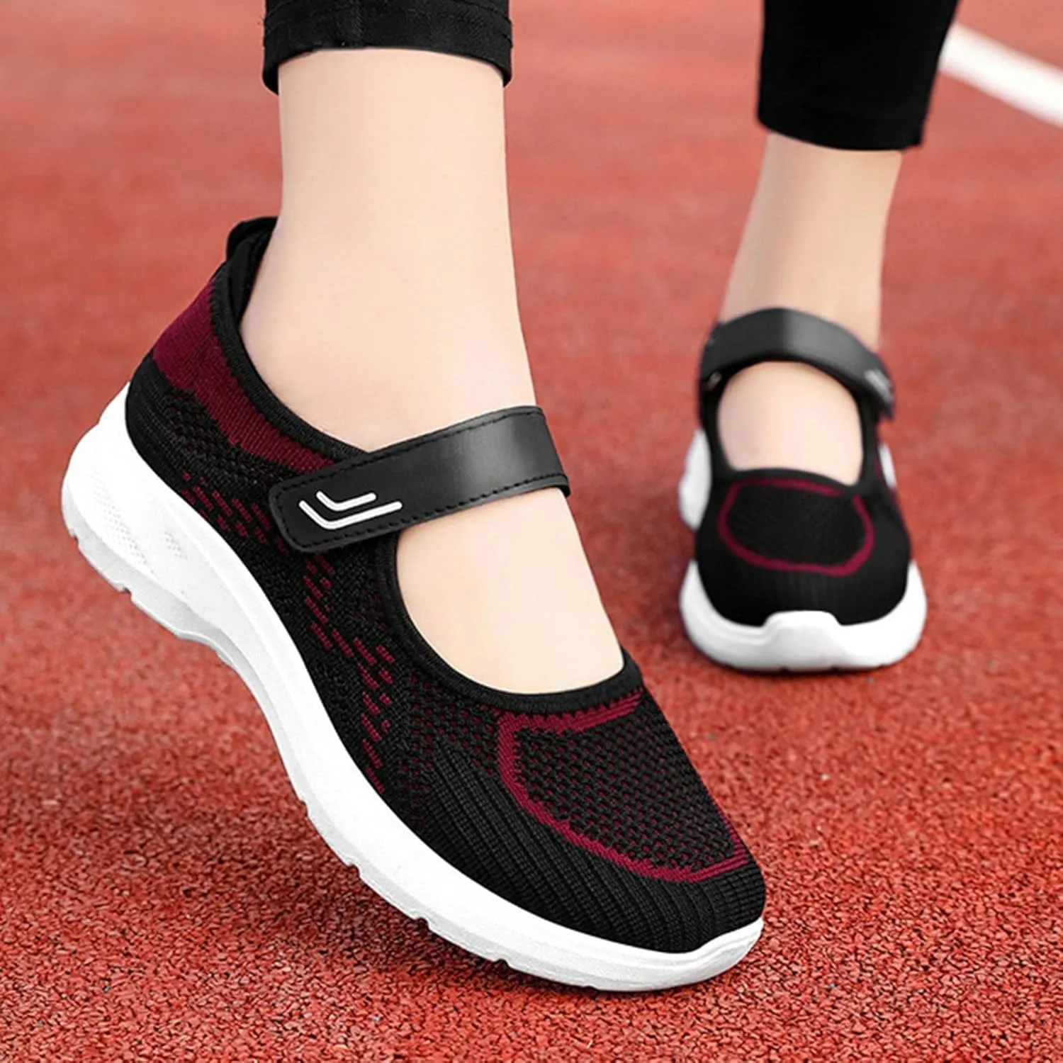 Womens Lightweight Walking Shoes Mesh Breathable Slip On Mary Jane Sneaker Casual Soft Casual Toddler Shoes